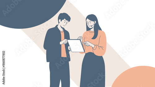 businesspeople collaborating and exchanging ideas using a digital tablet in a modern workspace