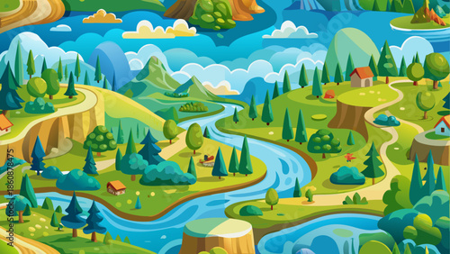 Serene forest landscape with river