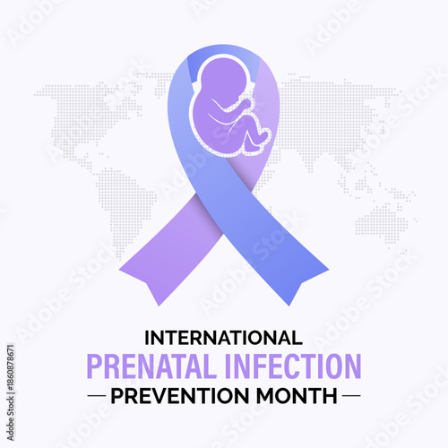 Prenatal Infection prevention month is observed every year in February. Minimal healthcare awareness illustration showing a mother and infant connected through protective care. Banner poster, flyer.