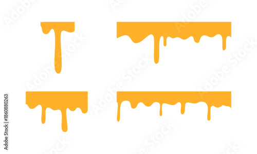 Cheese vector, melted cheese. Flowing liquid isolated on white background. Set of melted cheese. Perfect for food design, fast food menu, snack graphics, pizza topping, and burger ingredient. 