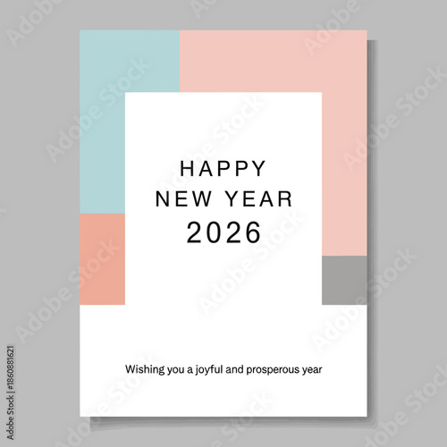 Happy New Year 2026 greeting card with colorful design