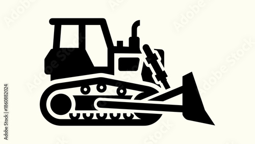 Bulldozer Silhouette Heavy Machinery Equipment.