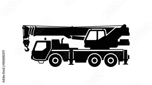 Crane Truck Silhouette Heavy Machinery Vehicle.
