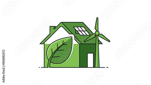 Eco Friendly House with Wind Turbine.