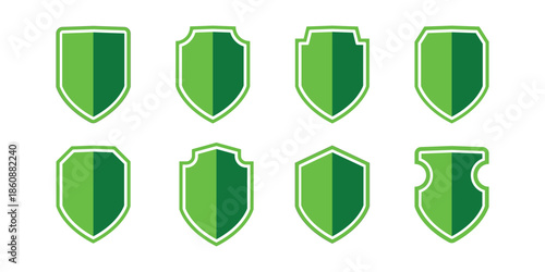 Protective shield icon set.