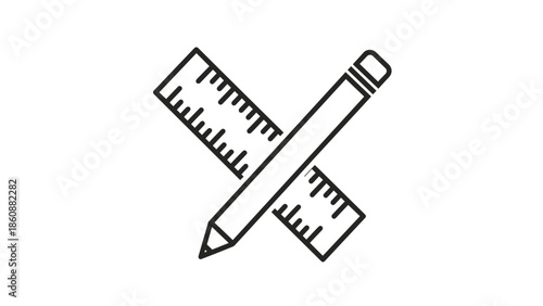 Pencil and Ruler Illustration Design Elements.