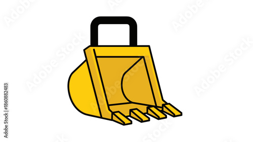Yellow Excavator Bucket with Claws.
