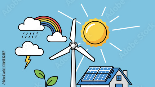 Wind Turbine Renewable Energy Source Illustration.