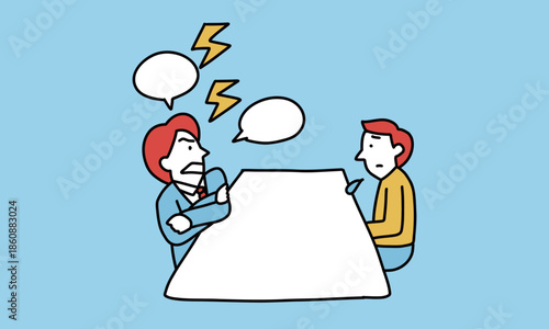 パワハラ、カスハラ。腕を組んで一方的に叱る上司と萎縮する社員の1on1