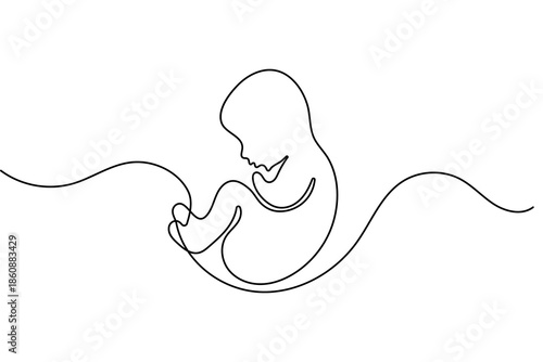 Sweet baby continuous one line drawing and minimalist style isolate outline vector illustration sketch