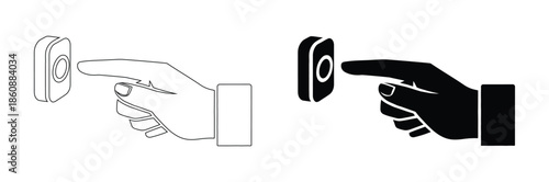 Hands interacting with smart home security devices,Click icon or Cursor pixel syle.Pixel Click icon. Mouse click cursor icon,Interactive icons in solid black and outlined style