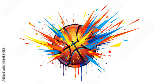 Dynamic Basketball Explosion Graphic Illustration