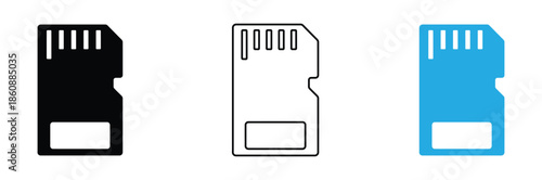 SD card icons in black, white, and blue colors,Micro SD icon symbol vector illustration,Sd card icon Logo Template Design set