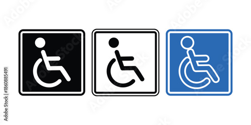 Disability wheelchair icon symbol set