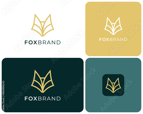 Fox Head Abstract Line Art Outline Style Luxury Elegant Concept Vector Logo Design Illustration