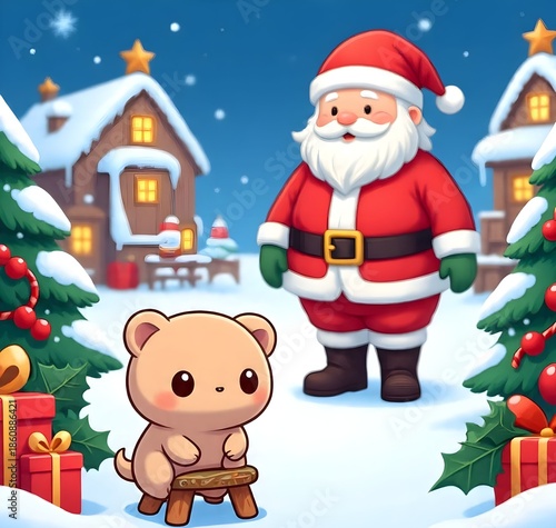 santa claus and christmas tree