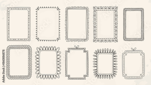 Collection of vintage style rectangular frames and borders