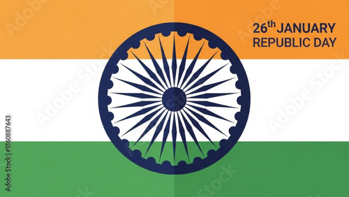 Indian republic day celebration with flag and ashoka chakra on 26th january, national pride and patriotism