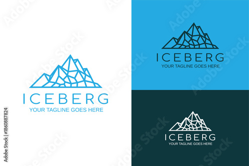 blue iceberg simple line hiking forest nature