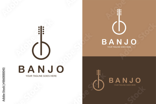 banjo string instrument letter b simple flat minimalist sound musical