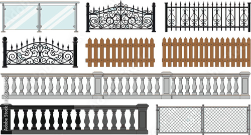 A collection of diverse fence designs, showcasing a variety of materials, styles, and functionalities to suit any architectural or landscaping vision.