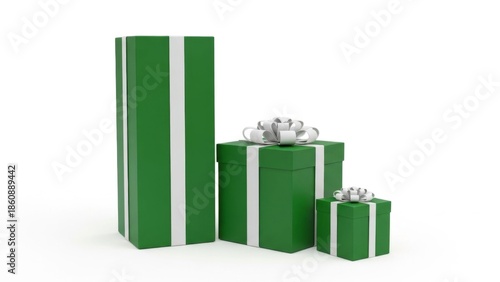 Green Gift Boxes with White Ribbons