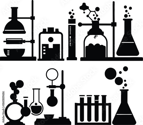 Laboratory equipment and glassware for chemistry experiments and scientific research