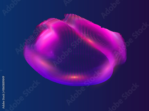 Abstract vector colorful mesh on dark background. Futuristic style card. Elegant background for business presentations. Corrupted point sphere.