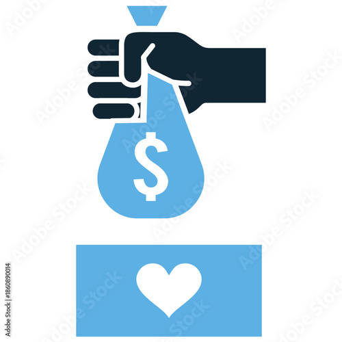 Philanthropy icon vector for social welfare. Ideal for illustrating generosity, charitable giving, humanitarian aid, and corporate responsibility.
