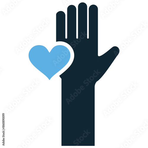 Voluntary icon vector for willing service. Ideal for raising hands, participation, initiative, and free will contributions.