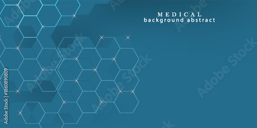 A geometric abstract background with simple hexagonal elements. This design is suitable for medical, technology, or science fields. It's perfect for modern banners and flyers.