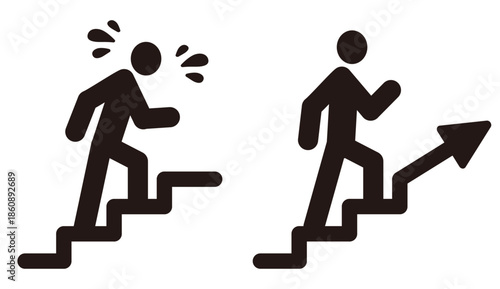 階段を上るアイコン素材セット