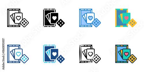 Family Gamea icons set multiple style collection. Editable stroke 
