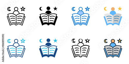 Storytime icons set multiple style collection. Editable stroke 
