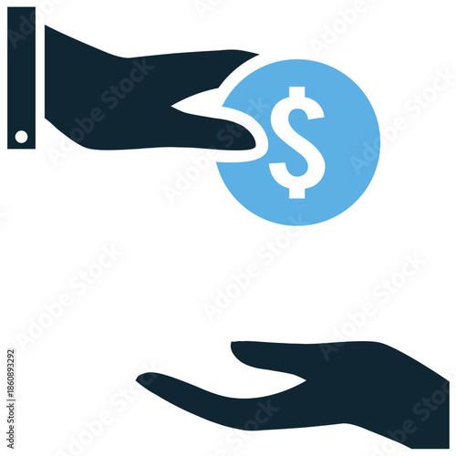 Donate icon vector for online payment buttons. Ideal for charity websites, giving money, and financial support concepts.