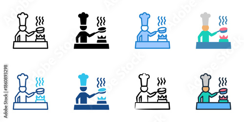 Cooking icons set multiple style collection. Editable stroke 
