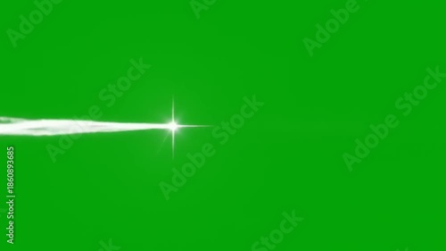 White smoke trail on green background.