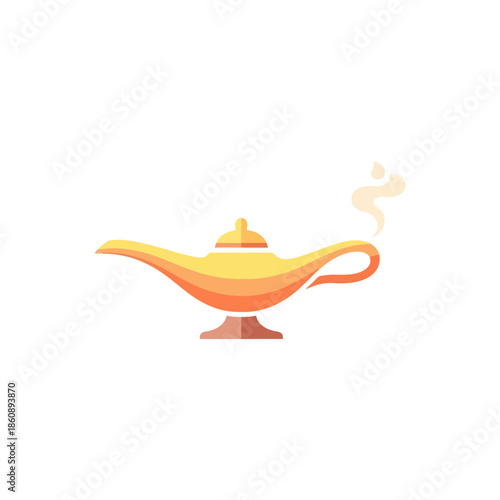 Vibrant magic lamp emitting smoke in a whimsical setting