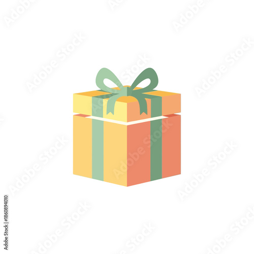 Vibrant gift box with green bow on white background for celebrations