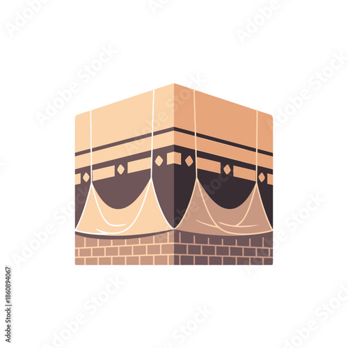 Illustration of the Kaaba in Mecca, Saudi Arabia, a sacred Islamic site