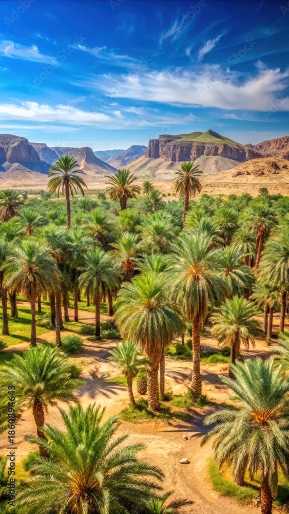Fototapeta premium Date palms in Ksar Ghilane oasis