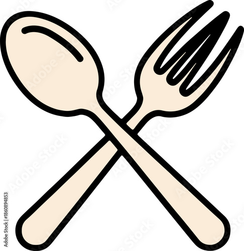 Crossed Spoon and Fork Cutlery Vector Icon