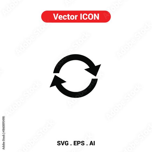 Vector icon of a circular arrow rotating clockwise with a modern, minimalist design for data synchronization