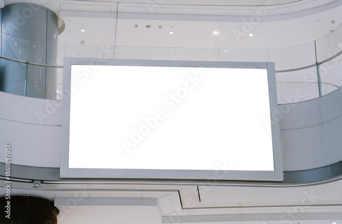 Mockup Large blank digital billboard or LED in contemporary indoor space, Empty space for advertisements