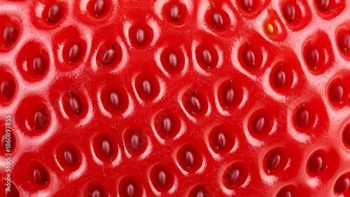 Close Up Red Strawberry Surface with Seeds