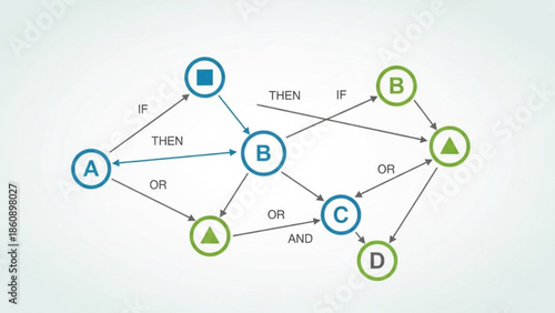 Flowchart diagram illustrating decision making process with various conditions and outcomes