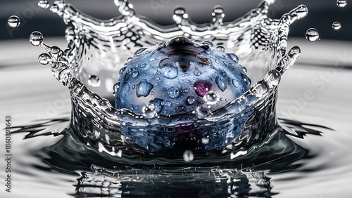 Blueberry Droplet Splash in Water