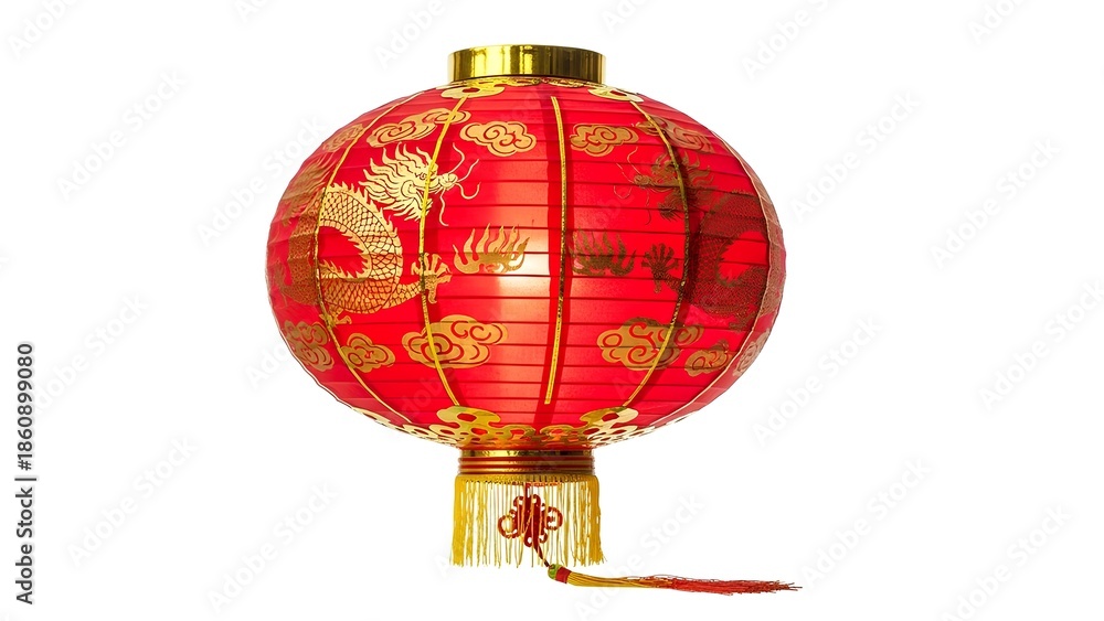Obraz premium Red Chinese Lantern Decoration Isolated Lunar New Year Festival Element