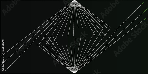 Abstract geometric pattern with radiating white lines on a dark background, forming a symmetrical, intricate design.