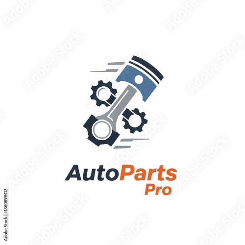 Automotive parts and accessories logo design with piston and gears.